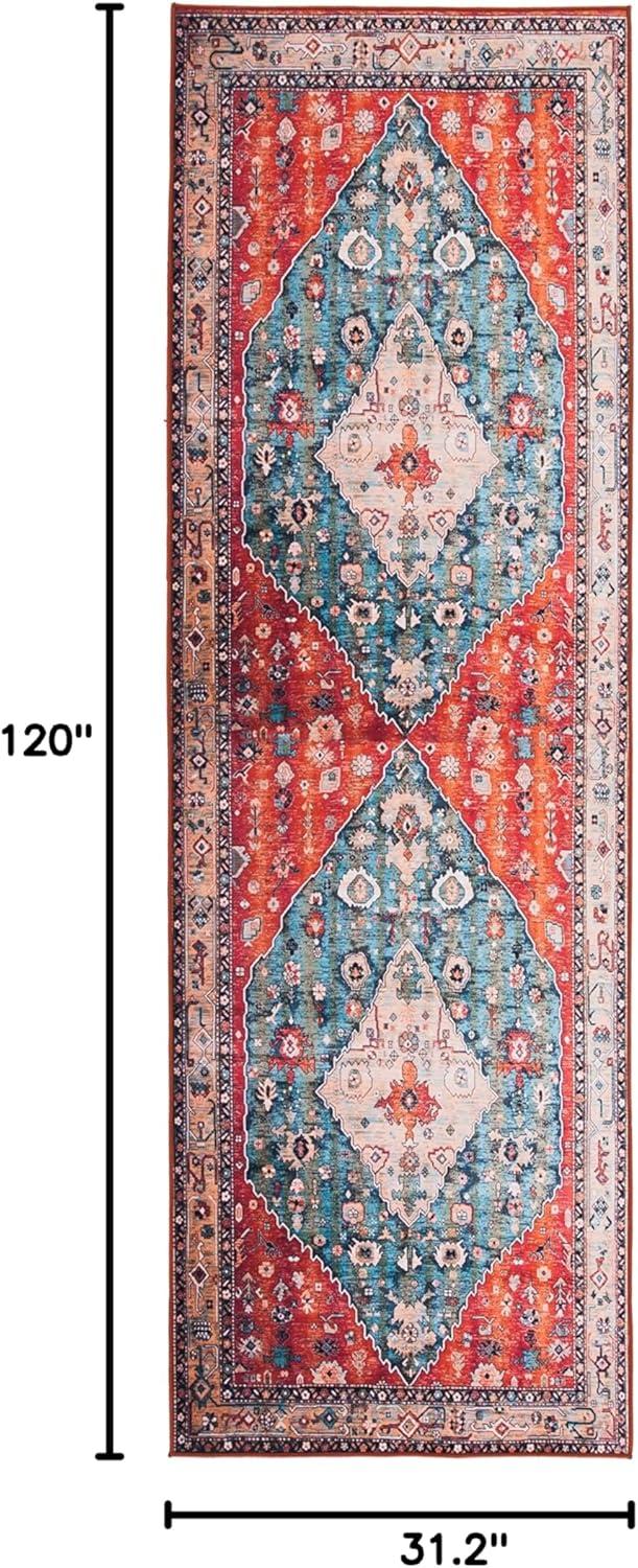 image:imageSAFAVIEH Washable Rug Tucson Collection 8 x 10 Beige amp Blue Slip Resistant amp Easy to Clean Ideal for Living Room Bedroom Dining Space TSN104BBeigeBlue
