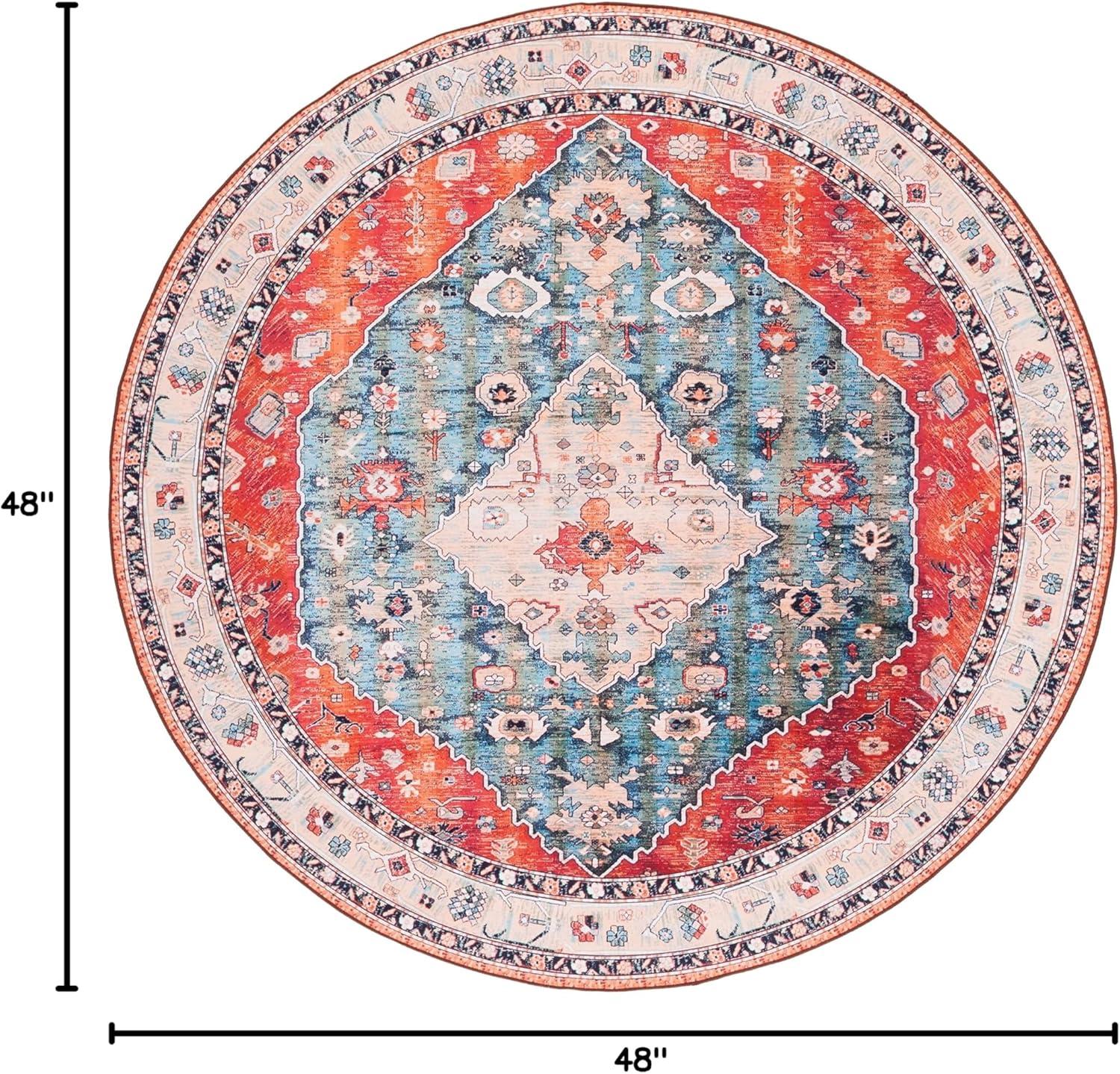 image:imageSAFAVIEH Washable Rug Tucson Collection 8 x 10 Beige amp Blue Slip Resistant amp Easy to Clean Ideal for Living Room Bedroom Dining Space TSN104BBeigeBlue
