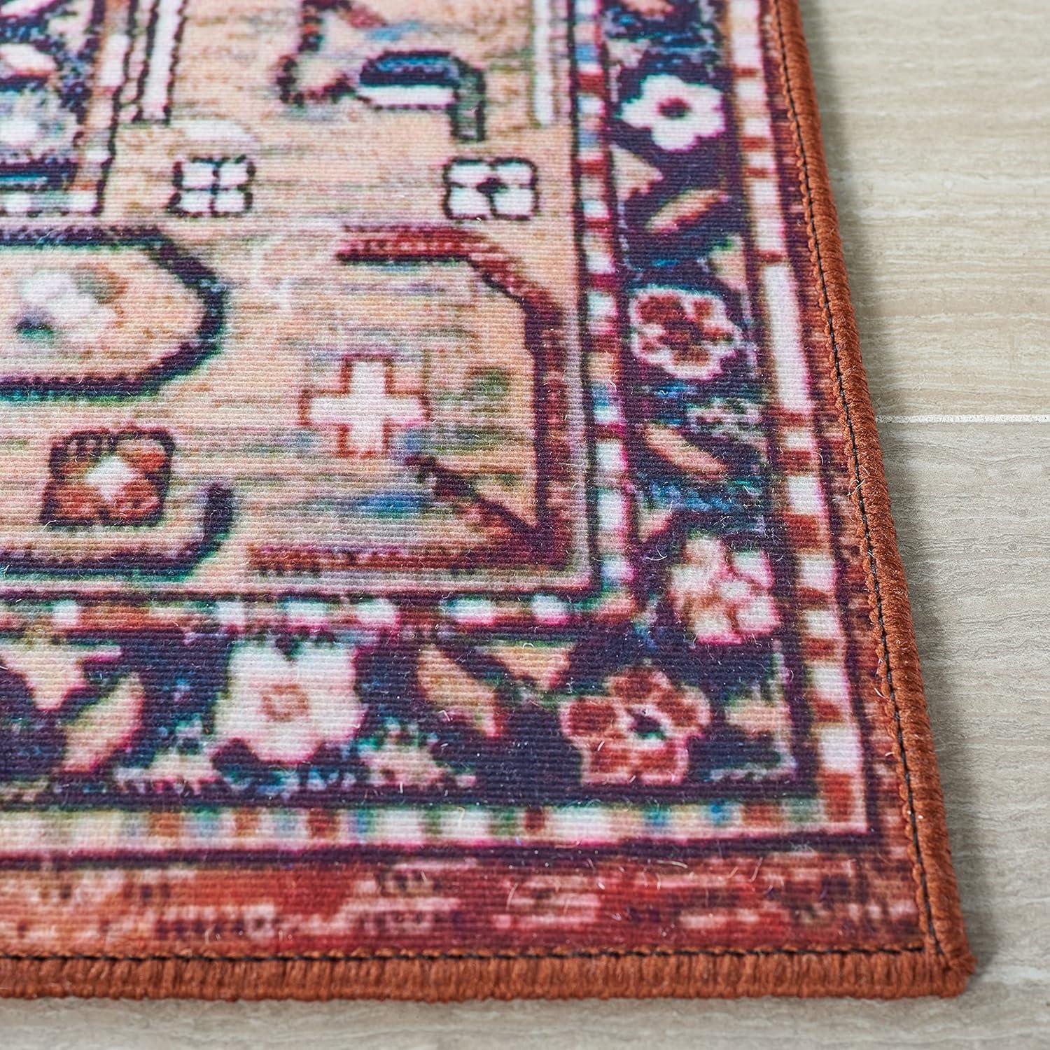 image:imageSAFAVIEH Washable Rug Tucson Collection 8 x 10 Beige amp Blue Slip Resistant amp Easy to Clean Ideal for Living Room Bedroom Dining Space TSN104BBeigeBlue