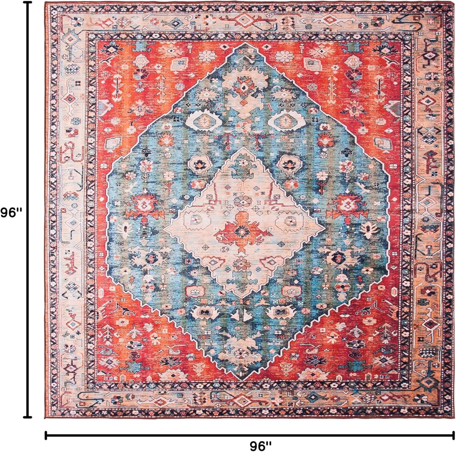 image:imageSAFAVIEH Washable Rug Tucson Collection 8 x 10 Beige amp Blue Slip Resistant amp Easy to Clean Ideal for Living Room Bedroom Dining Space TSN104BBeigeBlue