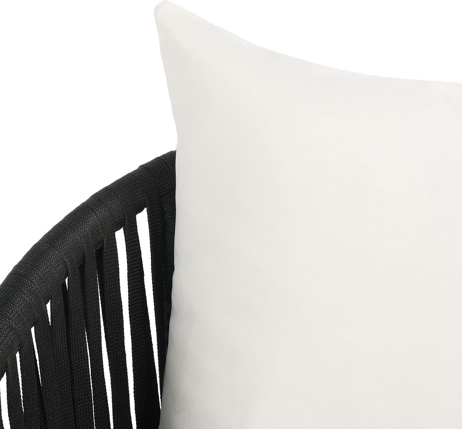 image:imageSafavieh Outdoor Collection Jorda Wicker Cushion 4Piece Rope Patio Backyard Living Set PAT7518B BlackBeigeBlack Beige