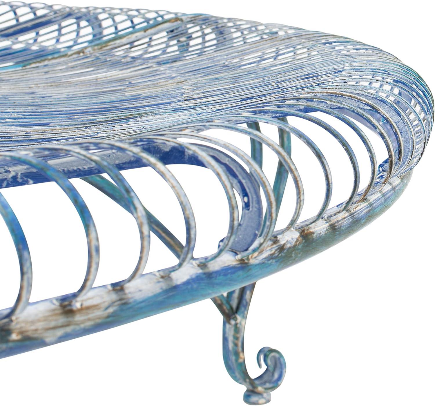 image:imageSafavieh PAT5019C Outdoor Collection Ally Darling Antique Wrought Iron 60inch Round Tree Bench Mossy BlueMossy Blue