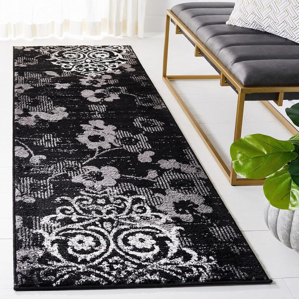 image:imageSAFAVIEH Area Rug 8x10 Adirondack Collection Large Navy amp Silver Floral Glam Damask Design NonShedding amp Easy Cleaning Ideal for Living Room Bedroom Office Dining Space ADR114NBlackSilver