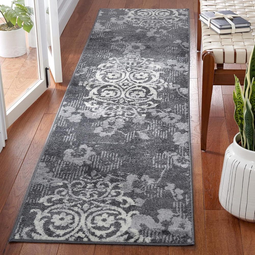 image:imageSAFAVIEH Area Rug 8x10 Adirondack Collection Large Navy amp Silver Floral Glam Damask Design NonShedding amp Easy Cleaning Ideal for Living Room Bedroom Office Dining Space ADR114NCharcoalIvory