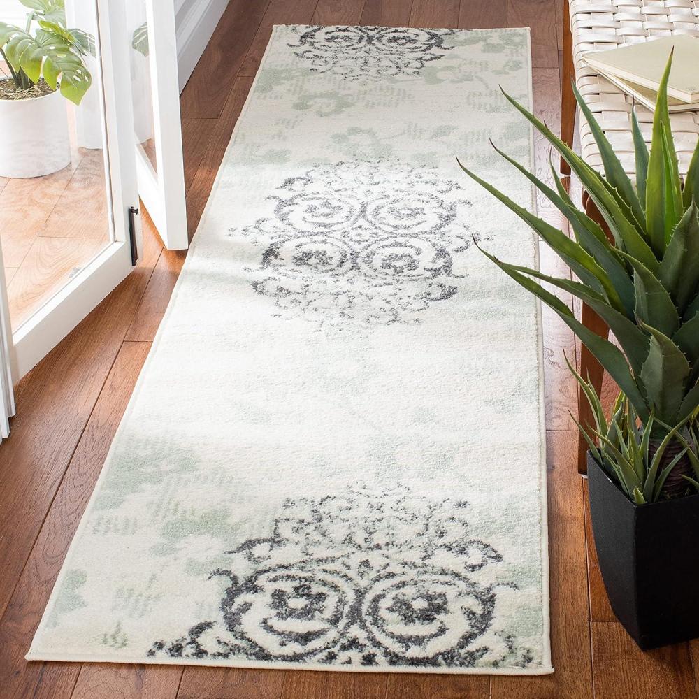 image:imageSAFAVIEH Area Rug 8x10 Adirondack Collection Large Navy amp Silver Floral Glam Damask Design NonShedding amp Easy Cleaning Ideal for Living Room Bedroom Office Dining Space ADR114NIvoryGreen