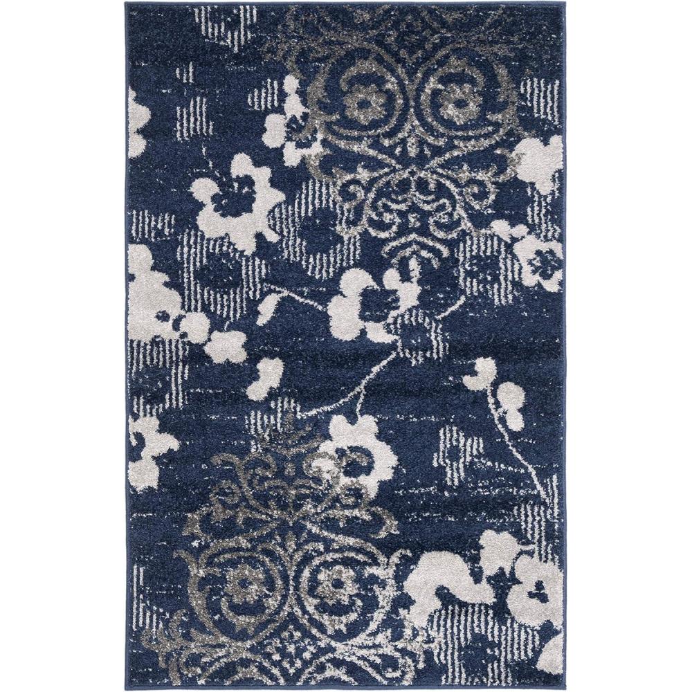 image:imageSAFAVIEH Area Rug 8x10 Adirondack Collection Large Navy amp Silver Floral Glam Damask Design NonShedding amp Easy Cleaning Ideal for Living Room Bedroom Office Dining Space ADR114NNavySilver