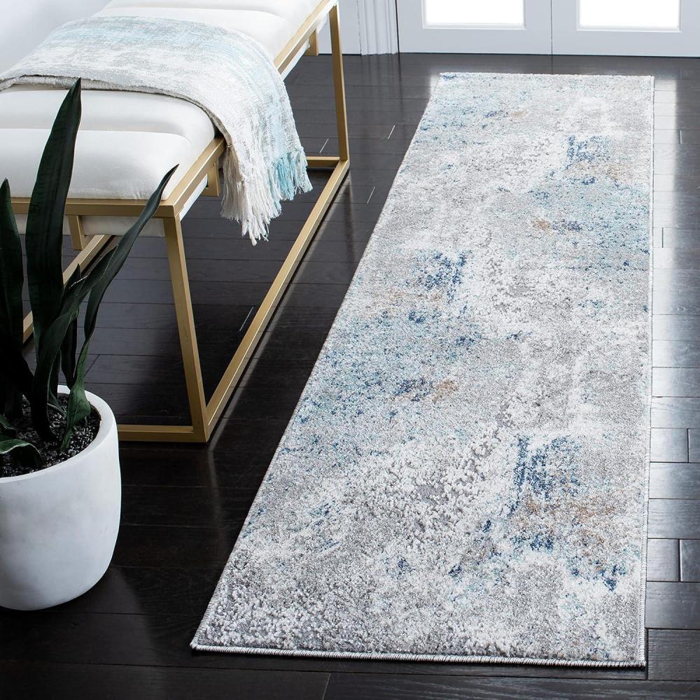 image:imageSAFAVIEH Area Rug 8x10 Aston Collection Large Grey amp Blue Modern Abstract Design NonShedding amp Easy Cleaning Ideal for Living Room Bedroom Office Dining Space ASN708FGreyBlue