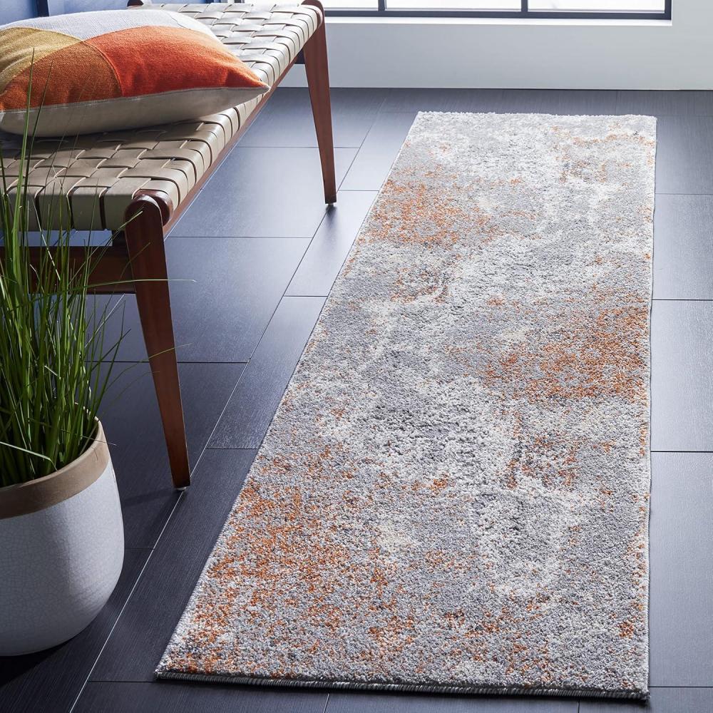 image:imageSAFAVIEH Area Rug 8x10 Aston Collection Large Grey amp Blue Modern Abstract Design NonShedding amp Easy Cleaning Ideal for Living Room Bedroom Office Dining Space ASN708FGreyRust