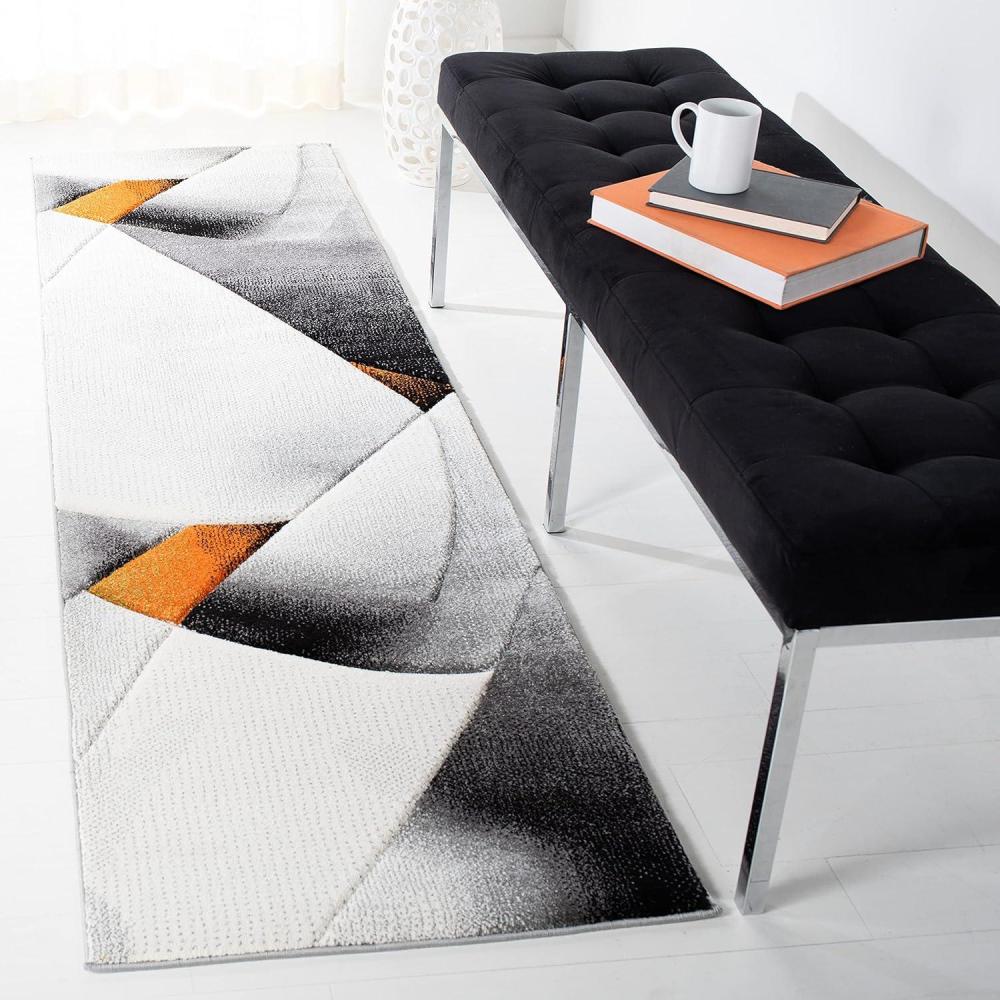 image:imageSAFAVIEH Area Rug 8x10  Hollywood Collection  Large  Grey amp Teal MidCentury Modern Design NonShedding amp Easy Cleaning Ideal for Living Room Bedroom Office Dining Space HLW713DGreyOrange