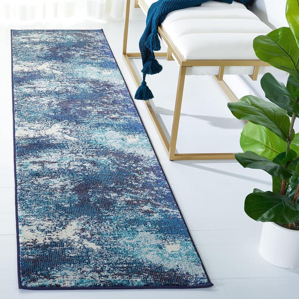 image:imageSAFAVIEH Area Rug 8x10 Madison Collection Large Blue amp Grey Modern Boho Abstract Design NonShedding amp Easy Cleaning Ideal for Living Room Bedroom Office Dining Space MAD440MNavyIvory