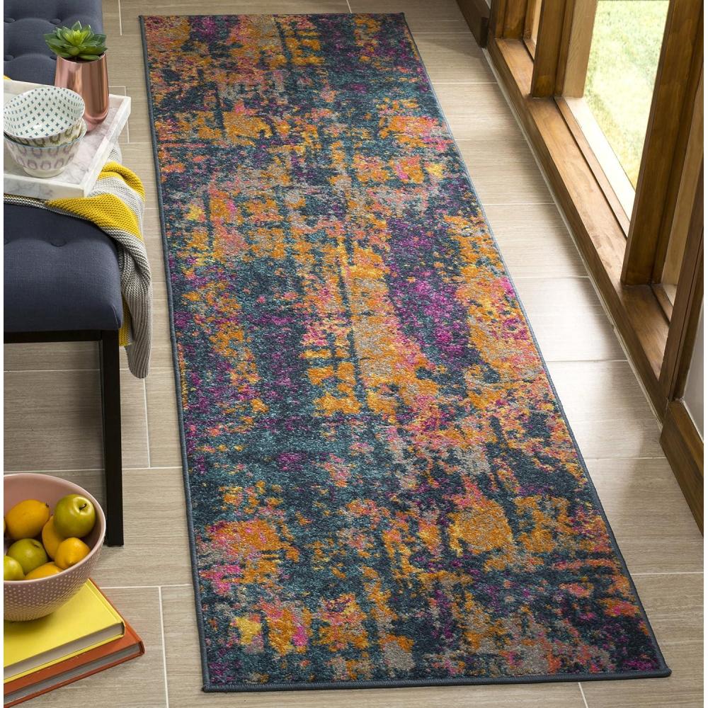 image:imageSAFAVIEH Area Rug 8x10 Madison Collection Large Ivory amp Blue Modern Boho Abstract Design NonShedding amp Easy Cleaning Ideal for Living Room Bedroom Office Dining Space MAD143BBlueOrange