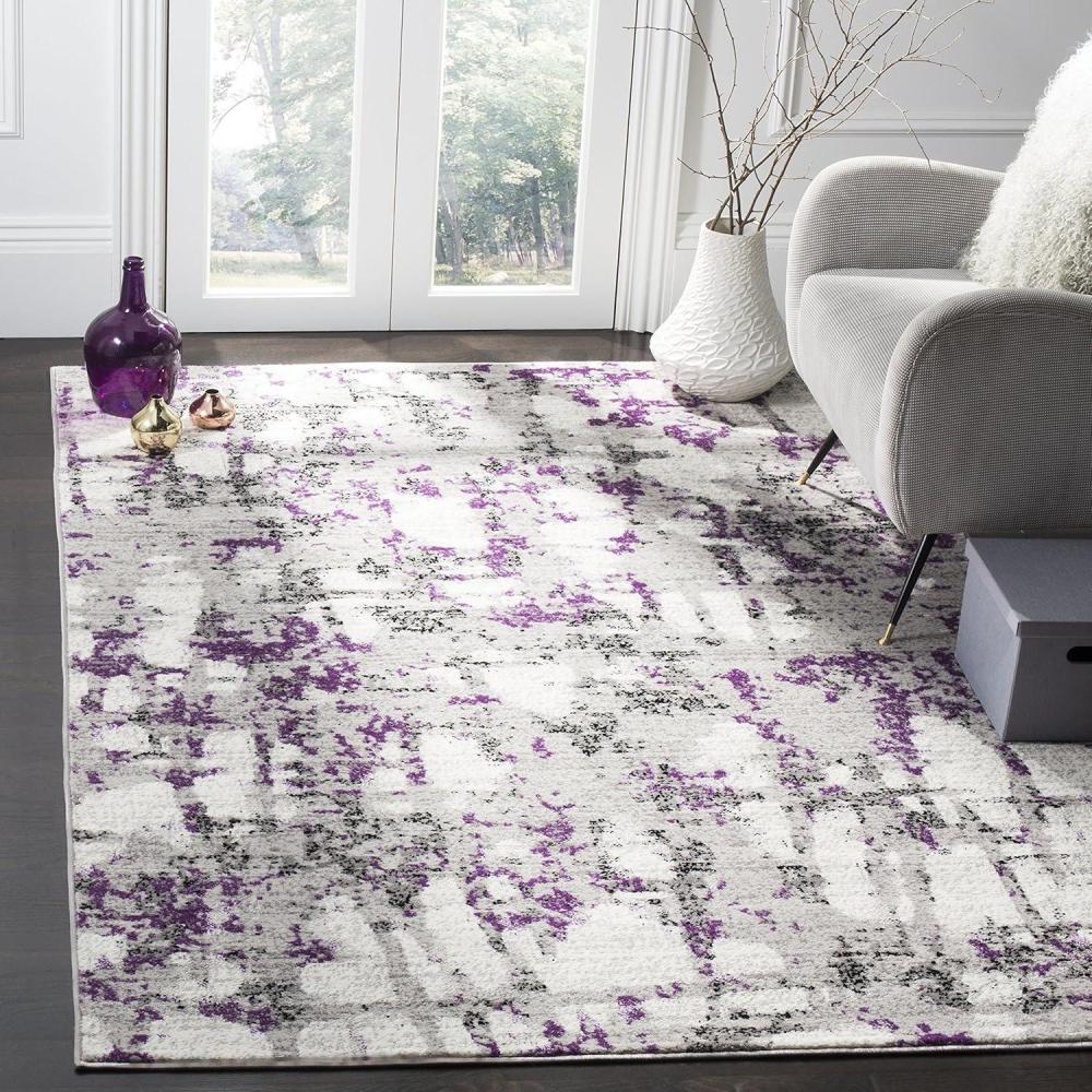image:imageSAFAVIEH Area Rug 8x10 Skyler Collection Large Grey amp Purple Modern Abstract Design NonShedding amp Easy Cleaning Ideal for Living Room Bedroom Office Dining Space SKY193RGreyPurple