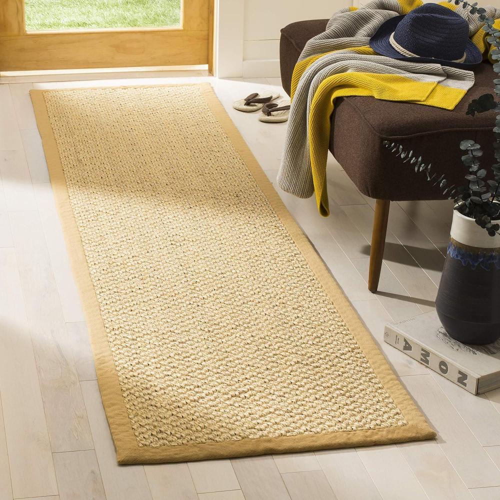 image:imageSAFAVIEH Area Rug 8x11  Natural Fiber Collection  Large  Marble Sisal Woven Design with Border NF525CMaize