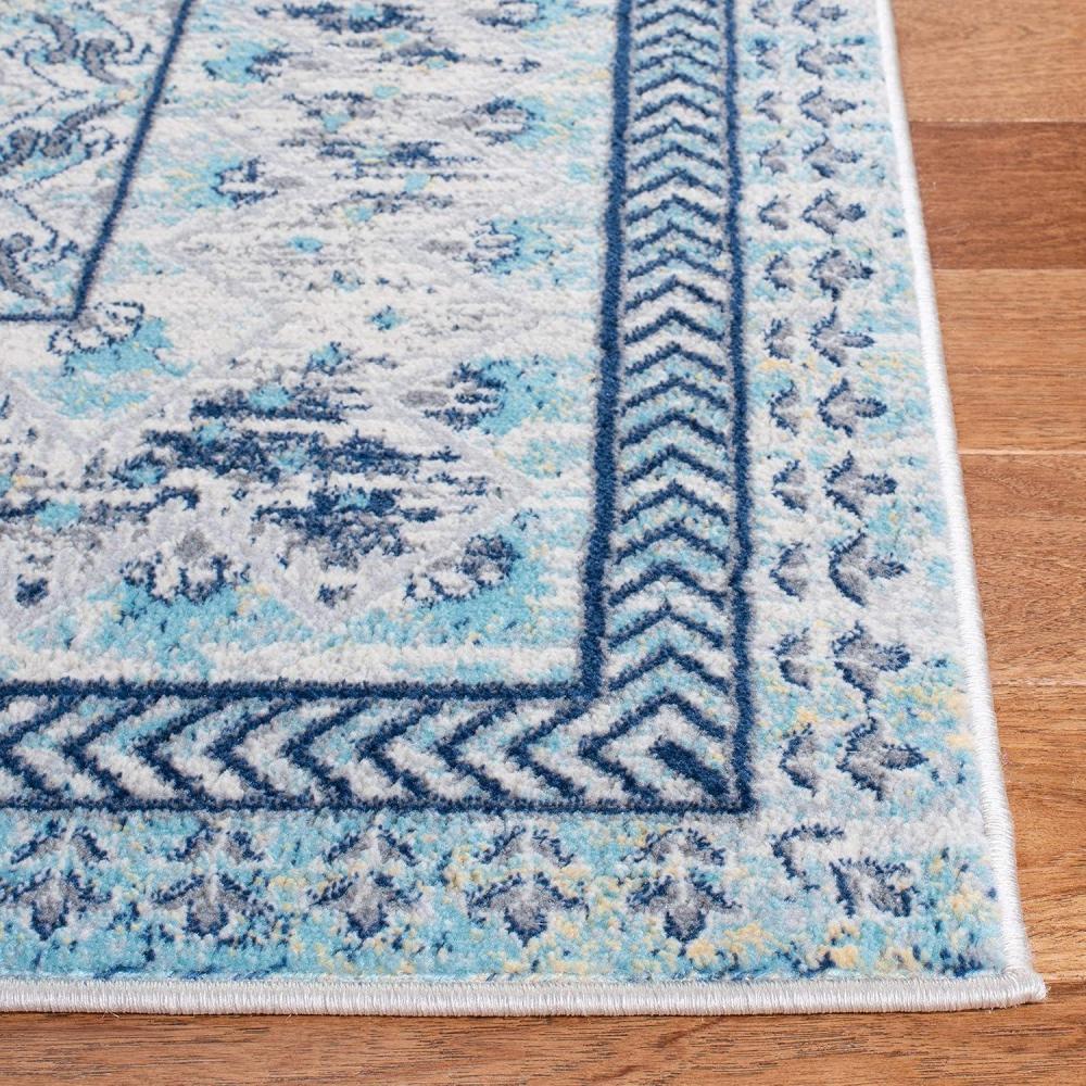 image:imageSAFAVIEH Brentwood Collection 8 x 10 Blue Yellow BNT899M Traditional Oriental Distressed NonShedding Living Room Bedroom Dining Home Office Area RugIvoryAqua