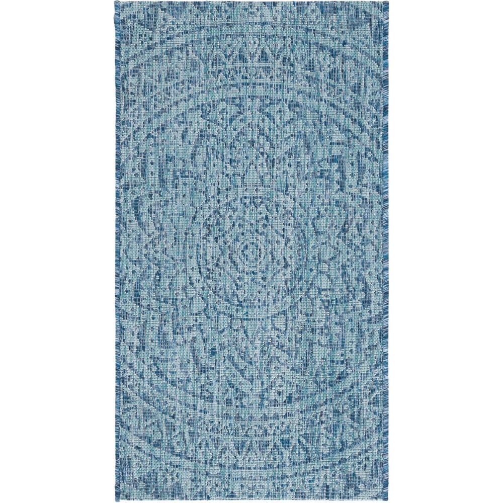 image:imageSAFAVIEH Courtyard Collection 8 x 10 BeigeBrown CY8734 IndoorOutdoor Patio Backyard Mudroom AreaRugNavyAqua