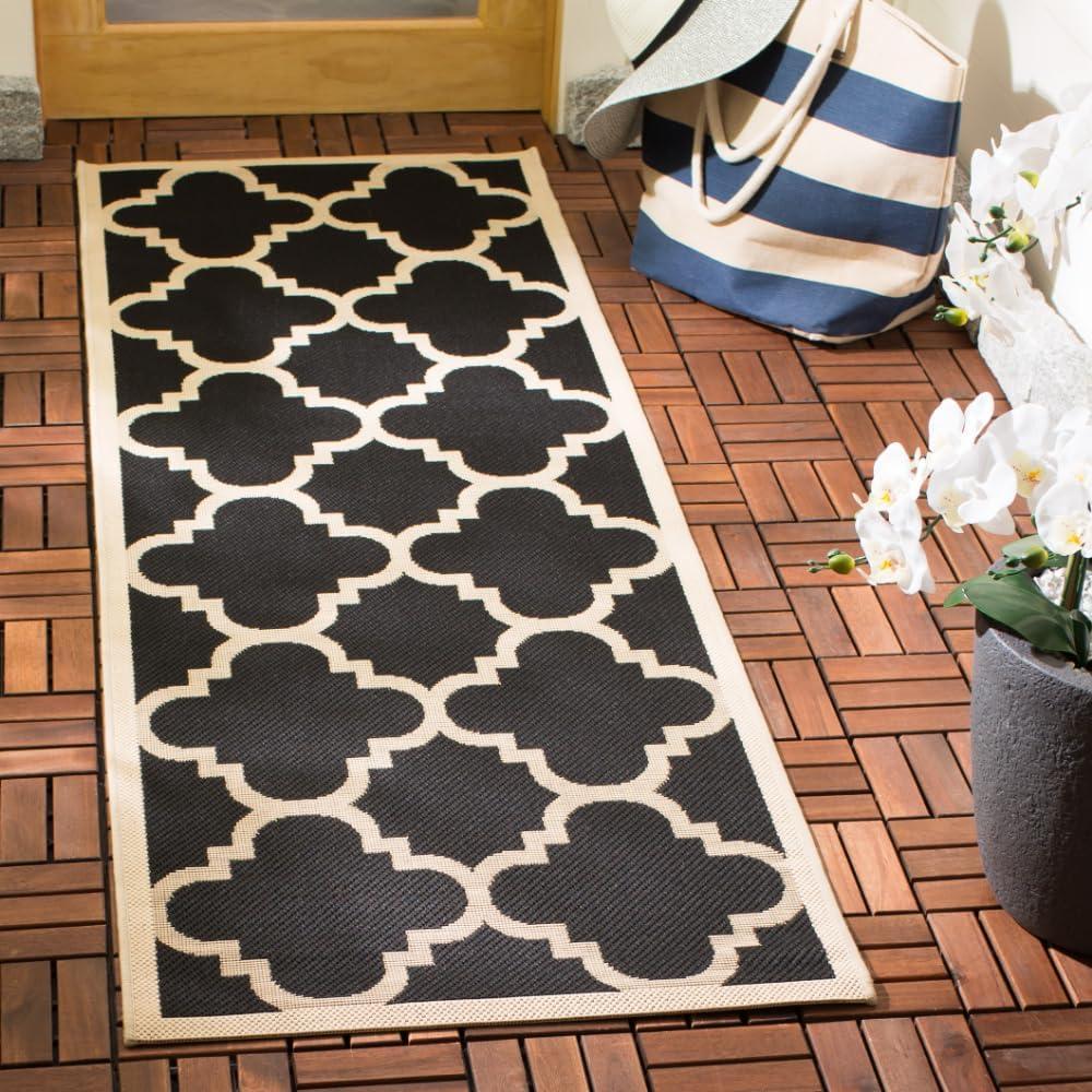 image:imageSAFAVIEH Courtyard Collection 8 x 11 BlueBeige CY6243 Moroccan Trellis Indoor Outdoor Waterproof EasyCleaning Patio Backyard Mudroom AreaRugBlackBeige