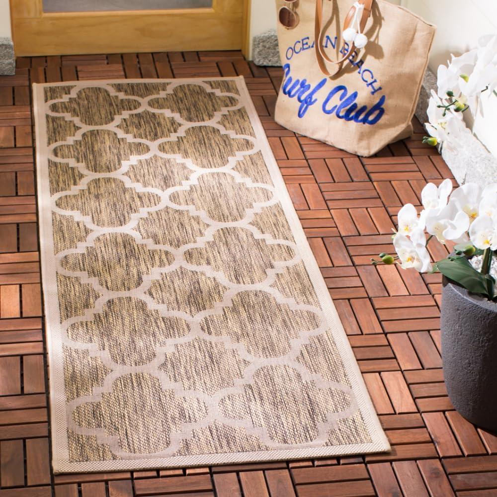 image:imageSAFAVIEH Courtyard Collection 8 x 11 BlueBeige CY6243 Moroccan Trellis Indoor Outdoor Waterproof EasyCleaning Patio Backyard Mudroom AreaRugBrown