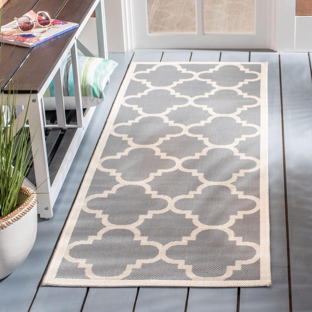 image:imageSAFAVIEH Courtyard Collection 8 x 11 BlueBeige CY6243 Moroccan Trellis Indoor Outdoor Waterproof EasyCleaning Patio Backyard Mudroom AreaRugGreyBeige