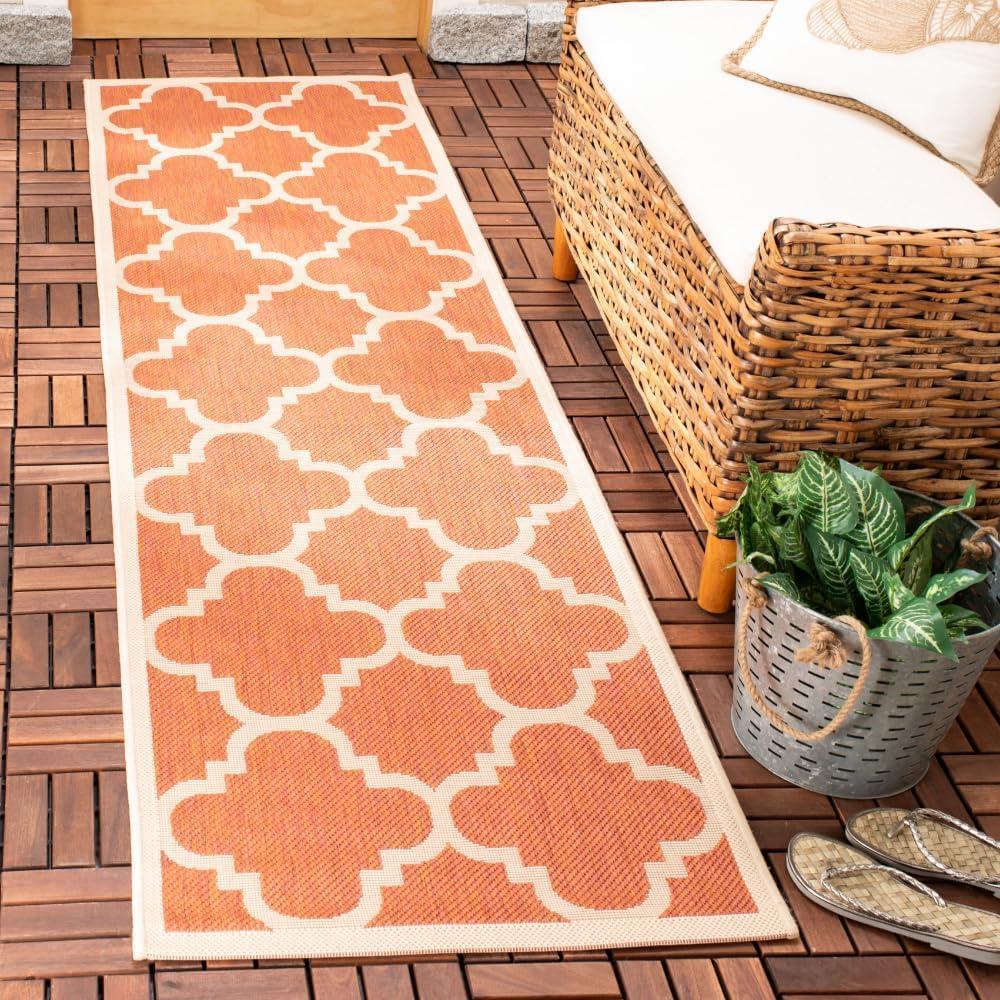 image:imageSAFAVIEH Courtyard Collection 8 x 11 BlueBeige CY6243 Moroccan Trellis Indoor Outdoor Waterproof EasyCleaning Patio Backyard Mudroom AreaRugTerracotta