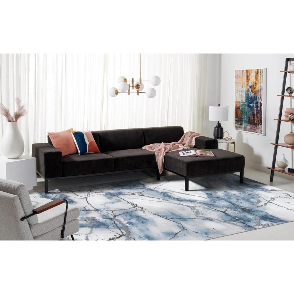 image:imageSAFAVIEH Craft Collection Area Rug 8 x 10 Grey amp Gold Modern Abstract Design NonShedding amp Easy Care Ideal for High Traffic Areas in Living Room Bedroom CFT877FGreyBlue