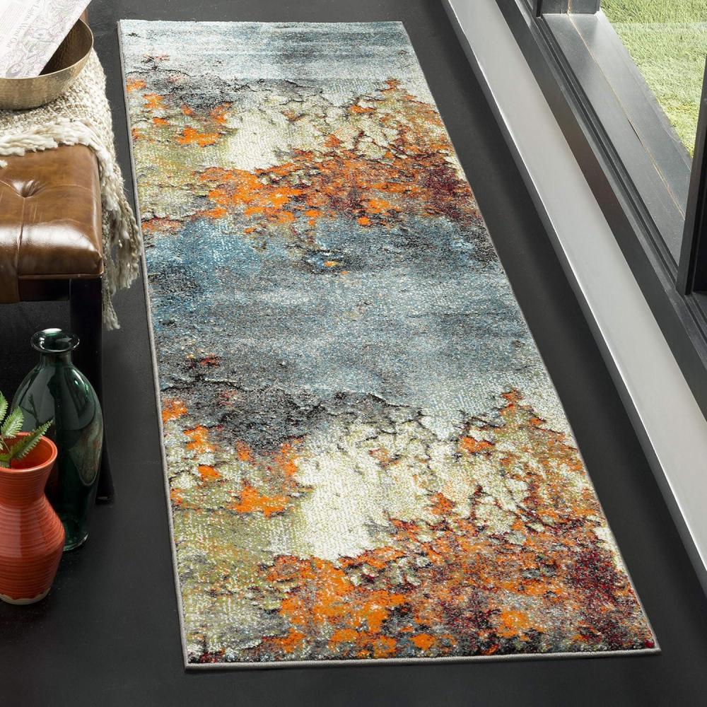 image:imageSAFAVIEH Glacier Collection Area Rug 53 x 76 Blue amp Multi Modern Abstract Design NonShedding amp Easy Care Ideal for High Traffic Areas in Living Room Bedroom GLA125BBlueMulti