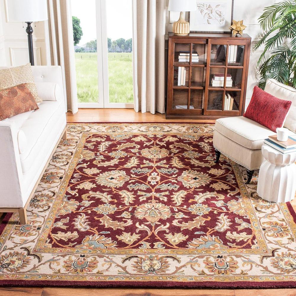 image:imageSAFAVIEH Heritage Collection Area Rug  5 x 8 Dark Green amp Gold Handmade Traditional Oriental Wool Ideal for High Traffic Areas in Living Room Bedroom HG628ARedIvory