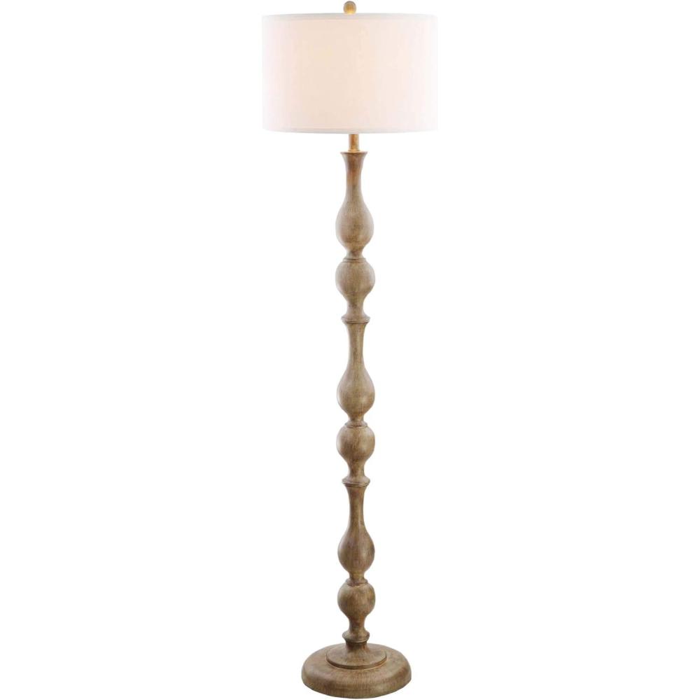 image:imageSAFAVIEH Home Collection Glendora Farmhouse Brown Wood Finish 64Inch Floor Lamp Transitional Curved Design LED Bulb Included FLL4031A