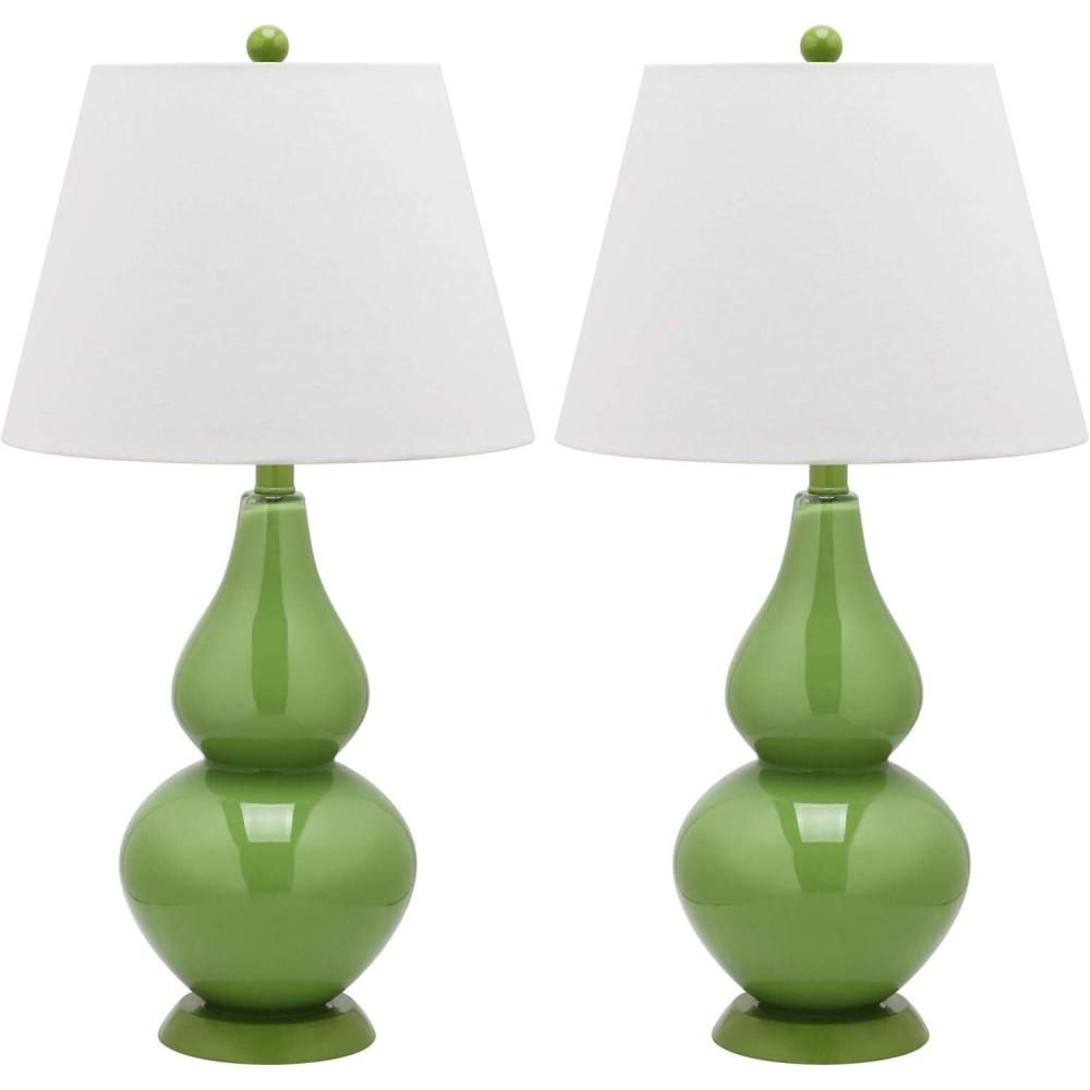 image:imageSAFAVIEH Lighting Collection Cybil Set of 2 Red Double Gourd Glass Table Lamps Modern Contemporary Design LED Bulbs Included LIT4088ESET2Green Set of 2