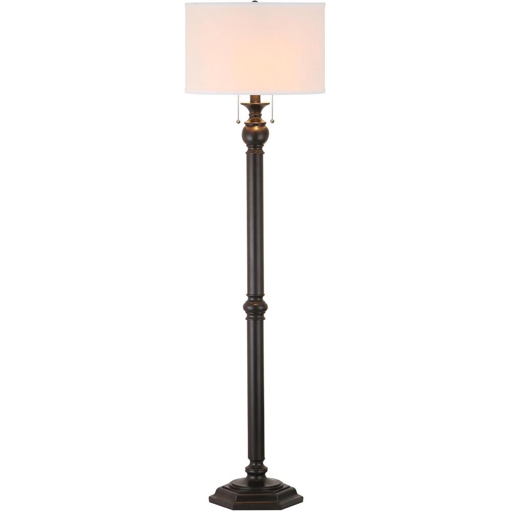 image:imageSAFAVIEH Lighting Collection Jessie Rustic Farmhouse OilRubbed Bronze 59Inch Floor Lamp with Pull Chain LED Bulbs Included LIT4345A