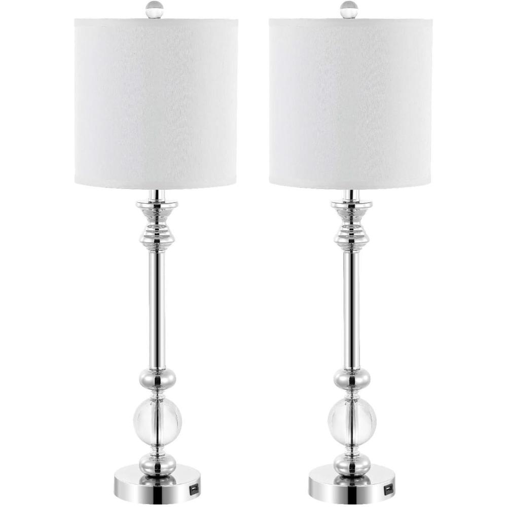 image:imageSAFAVIEH Lighting Collection Erica Modern Crystal Candlestick 31inch Bedroom Living Room Home Office Desk Nightstand Table Lamp Set of 2 LED Bulbs IncludedCrystal  with USB