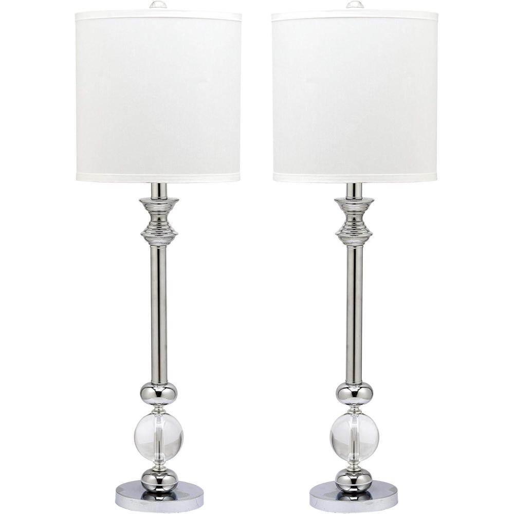image:imageSAFAVIEH Lighting Collection Erica Modern Crystal Candlestick 31inch Bedroom Living Room Home Office Desk Nightstand Table Lamp Set of 2 LED Bulbs IncludedCrystal without USB
