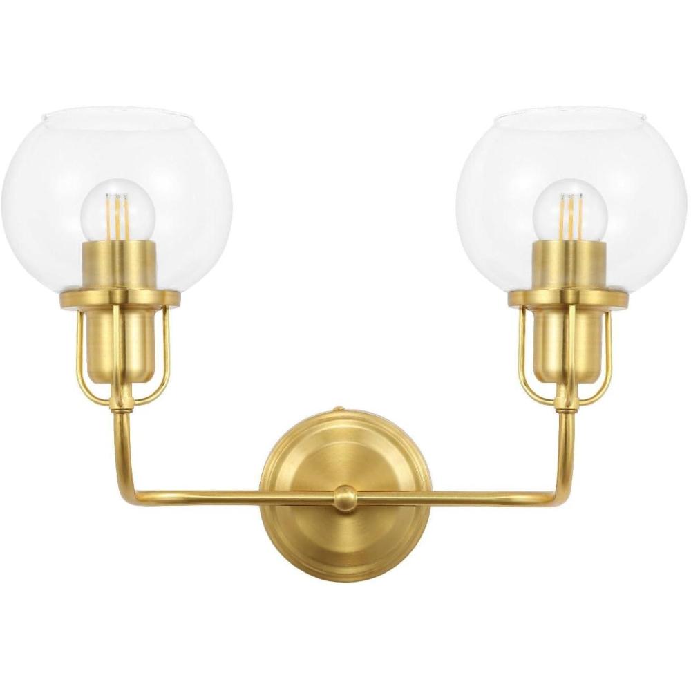 image:imageSAFAVIEH Lighting Collection Fenris Contemporary BrassClear 2Light Single Wall SconceBrassClear