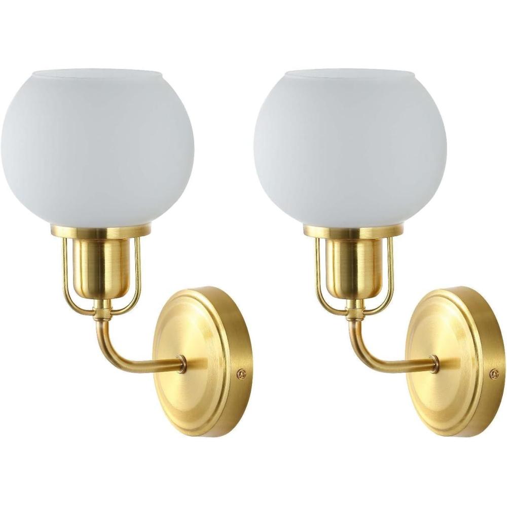 image:imageSAFAVIEH Lighting Collection Huron Contemporary BrassOpal Wall Sconce Set of 2