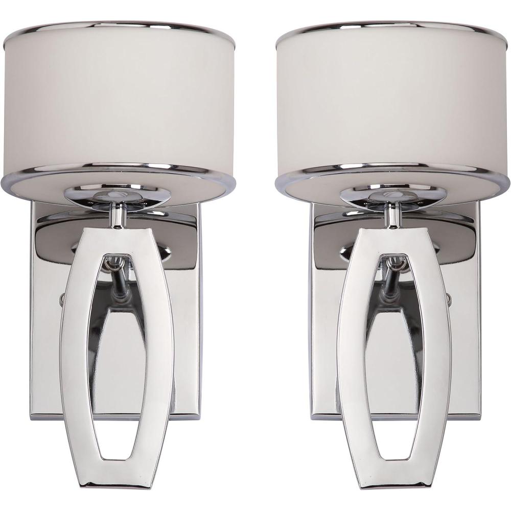 image:imageSAFAVIEH Lighting Collection Lenora Modern Chrome Bedroom Bathroom Vanity Hallway Foyer Living Room Wall Sconce Set of 2 LED Bulb Included