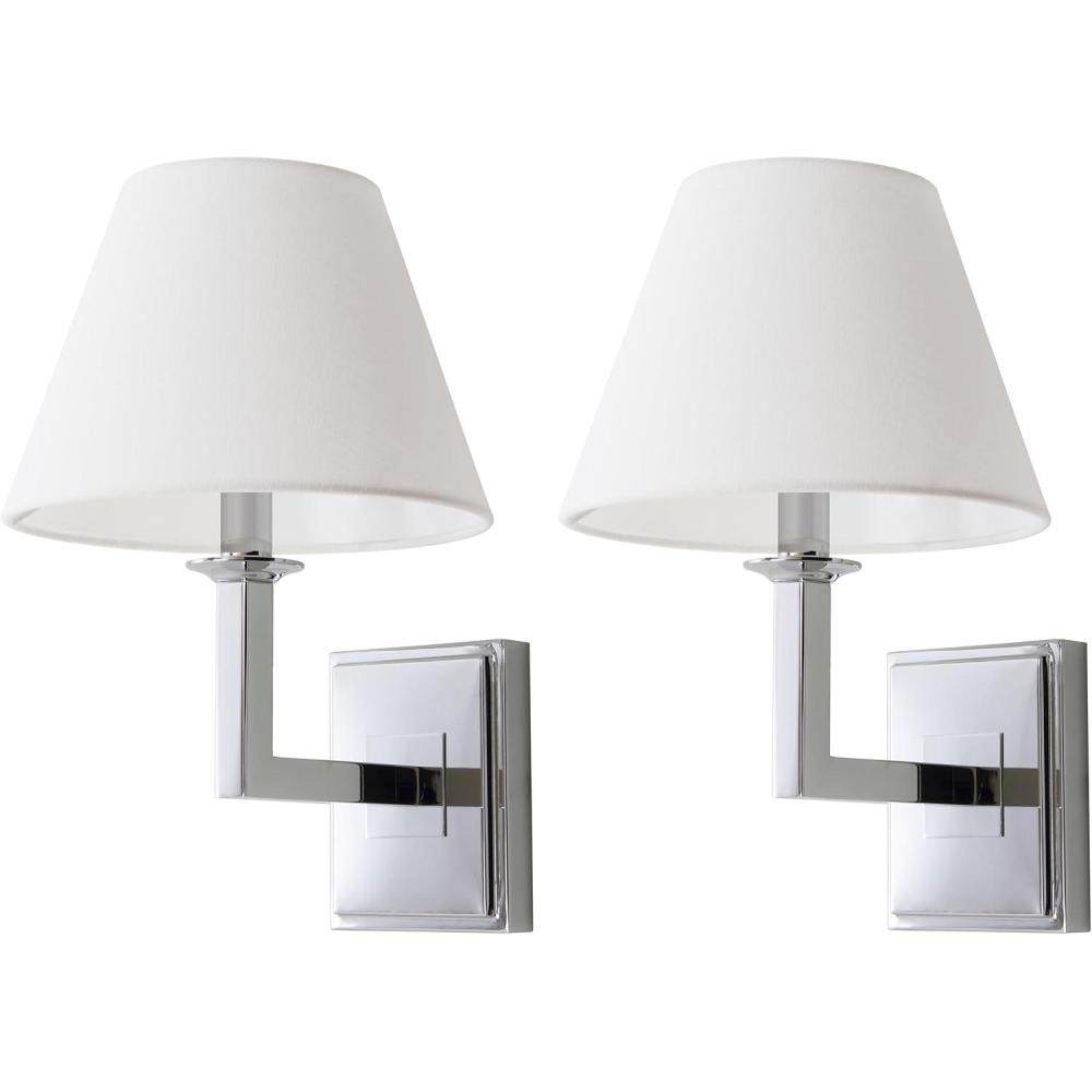 image:imageSAFAVIEH Lighting Collection Pauline Modern Contemporary Gold Bedroom Bathroom Vanity Hallway Foyer Living Room Wall Sconce Set of 2 LED Bulbs IncludedChrome