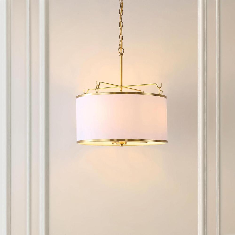 image:imageSAFAVIEH Lighting Collection Perzeta BrassWhite 3Light Adjustable Pendant Chandelier Hanging Light Fixture Ideal for Dining Room Kitchen Island Entryway LED Bulbs Included