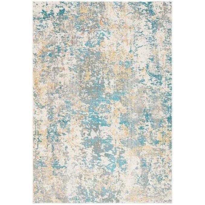 image:imageSAFAVIEH Madison Collection Area Rug 53 x 76 Grey amp Beige Modern Abstract Design NonShedding amp Easy Care Ideal for High Traffic Areas in Living Room Bedroom MAD453ATealGold
