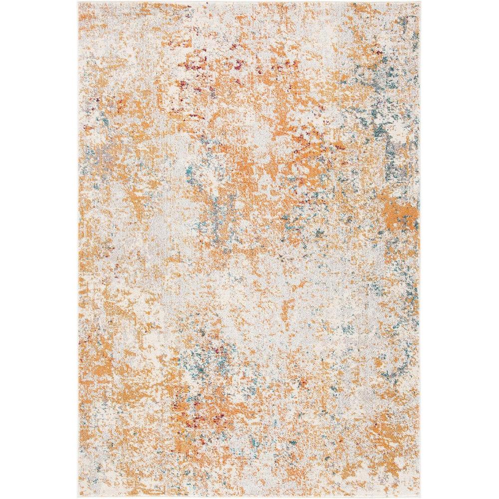 image:imageSAFAVIEH Madison Collection Area Rug 53 x 76 Grey amp Beige Modern Abstract Design NonShedding amp Easy Care Ideal for High Traffic Areas in Living Room Bedroom MAD453AIvoryOrange