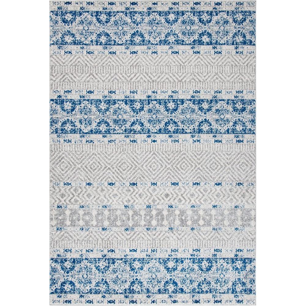 image:imageSAFAVIEH Madison Collection Area Rug 53 x 76 Grey amp Turquoise Boho Chic Design NonShedding amp Easy Care Ideal for High Traffic Areas in Living Room Bedroom MAD797GSilverNavy