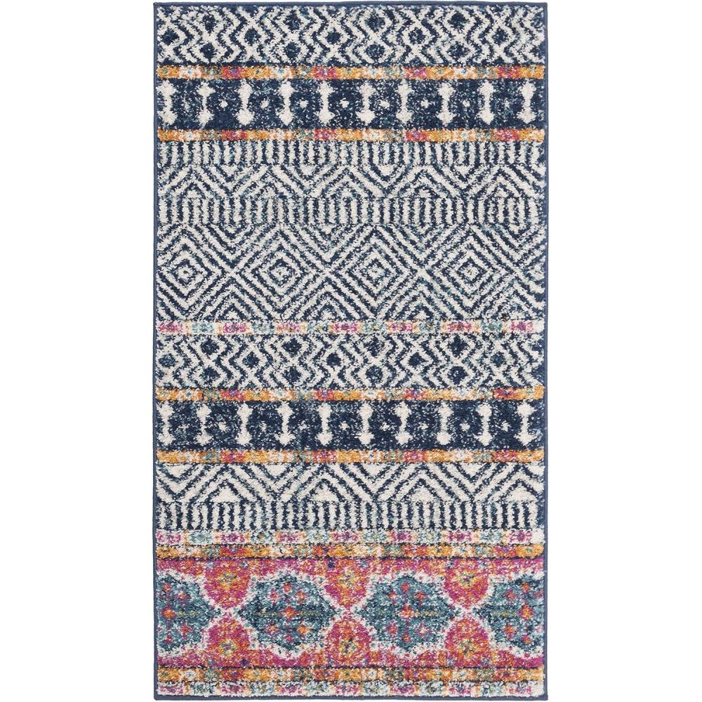 image:imageSAFAVIEH Madison Collection Area Rug 53 x 76 Grey amp Turquoise Boho Chic Design NonShedding amp Easy Care Ideal for High Traffic Areas in Living Room Bedroom MAD797GNavyIvory