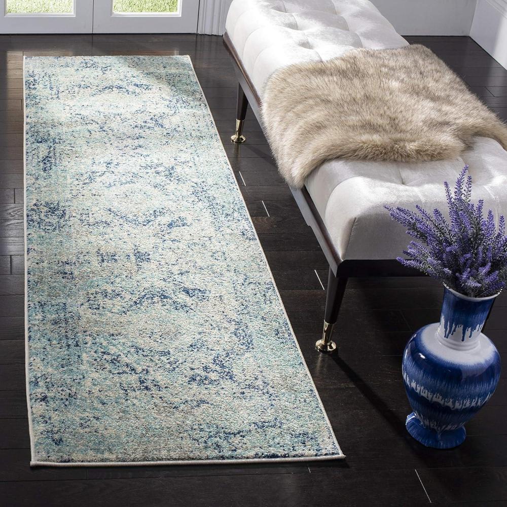 image:imageSAFAVIEH Madison Collection Area Rug  53 x 76 Ivory amp Blue Boho Chic Medallion Design NonShedding amp Easy Care Ideal for High Traffic Areas in Living Room Bedroom MAD152MIvoryBlue