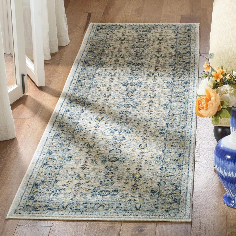 image:imageSAFAVIEH Madison Collection Area Rug 53 x 76 Ivory amp Navy Oriental Distressed Design NonShedding amp Easy Care Ideal for High Traffic Areas in Living Room Bedroom MAD151NIvoryNavy
