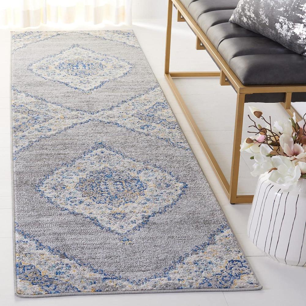 image:imageSAFAVIEH Madison Collection Area Rug 53 x 76 Light Grey amp Blue Boho Chic Medallion Design NonShedding amp Easy Care Ideal for High Traffic Areas in Living Room Bedroom MAD153FLight Grey Blue