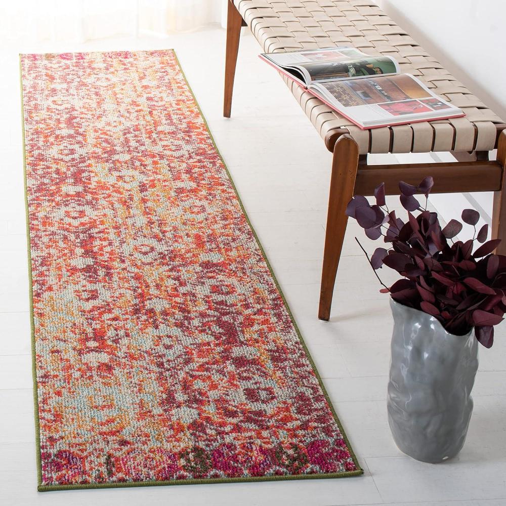 image:imageSAFAVIEH Madison Collection Area Rug 53 x 76 Navy amp Ivory Boho Distressed Design NonShedding amp Easy Care Ideal for High Traffic Areas in Living Room Bedroom MAD444NOrangeIvory