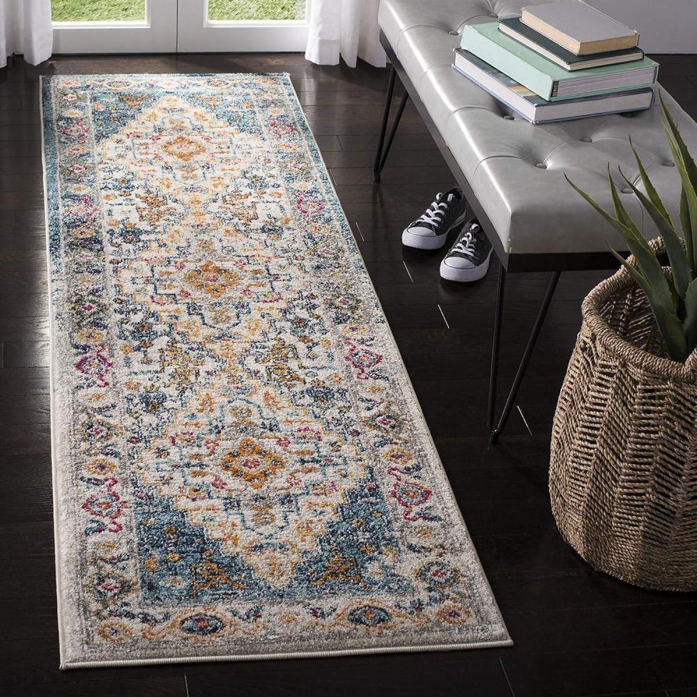 image:imageSAFAVIEH Madison Collection Area Rug 53 x 76 Turquoise amp Ivory Boho Chic Medallion Design NonShedding amp Easy Care Ideal for High Traffic Areas in Living Room Bedroom MAD156KTurquoiseIvory