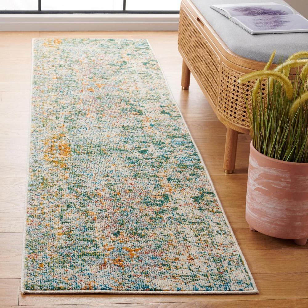 image:imageSAFAVIEH Madison Collection Area Rug 6 x 9 Light Blue amp Beige Modern Abstract Design NonShedding amp Easy Care Ideal for High Traffic Areas in Living Room Bedroom MAD457BGreenGrey