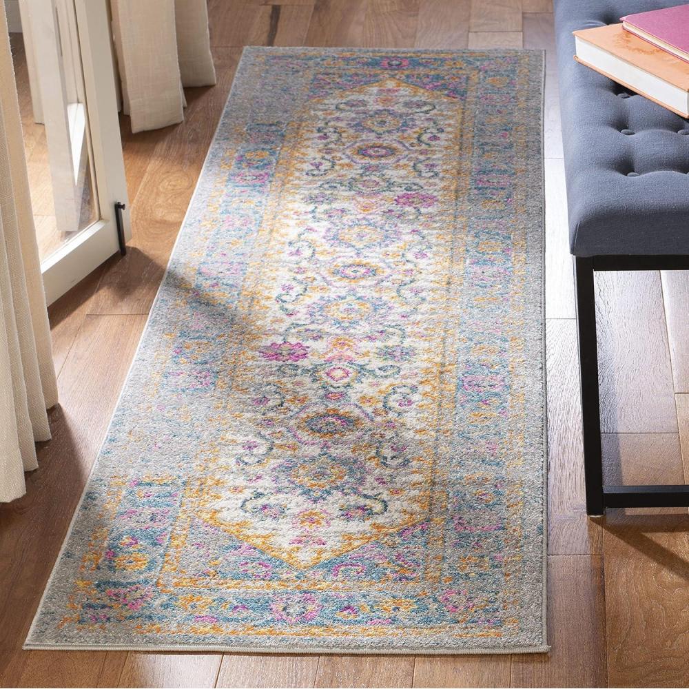 image:imageSAFAVIEH Madison Collection Area Rug 6 x 9 Light Grey amp Fuchsia Boho Chic Distressed Design NonShedding amp Easy Care Ideal for High Traffic Areas in Living Room Bedroom MAD122GLight GreyFuchsia