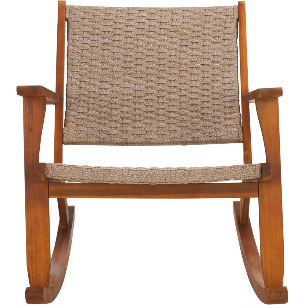 image:imageSAFAVIEH Outdoor Collection Daniel Natural Solid Wood Rocking Chair