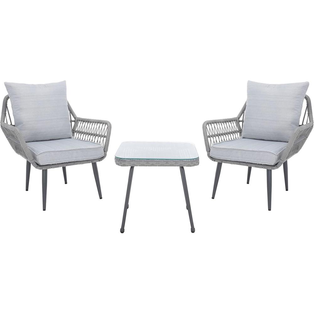 image:imageSAFAVIEH Outdoor Collection Londyn Grey 3Piece Patio Conversation SetGrey