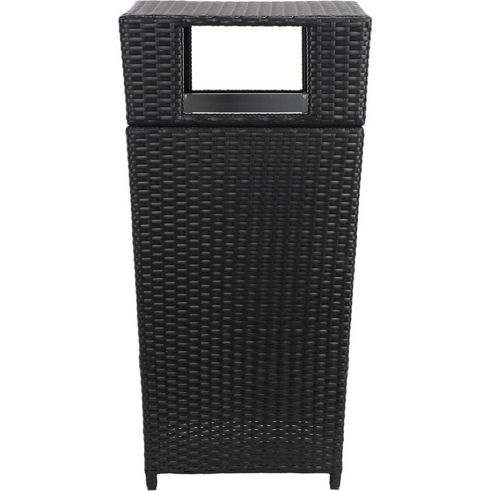 image:imageSAFAVIEH Outdoor Collection Mazeli Grey Brown Woven Square Lid Trash Bin Fully Assembled PAT7512CBlack